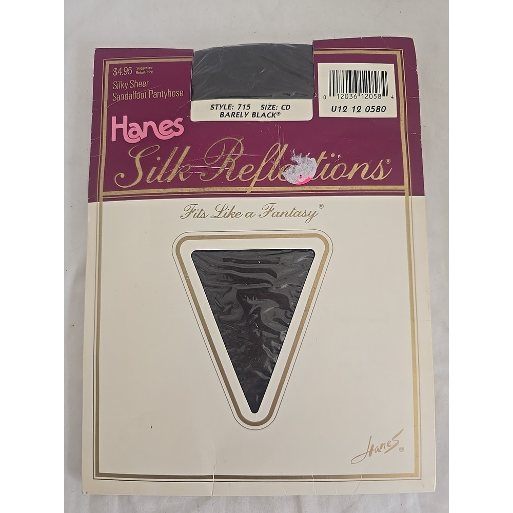 Hanes Silk Reflections Pantyhose Women's Size CD Style 715 Barely Black